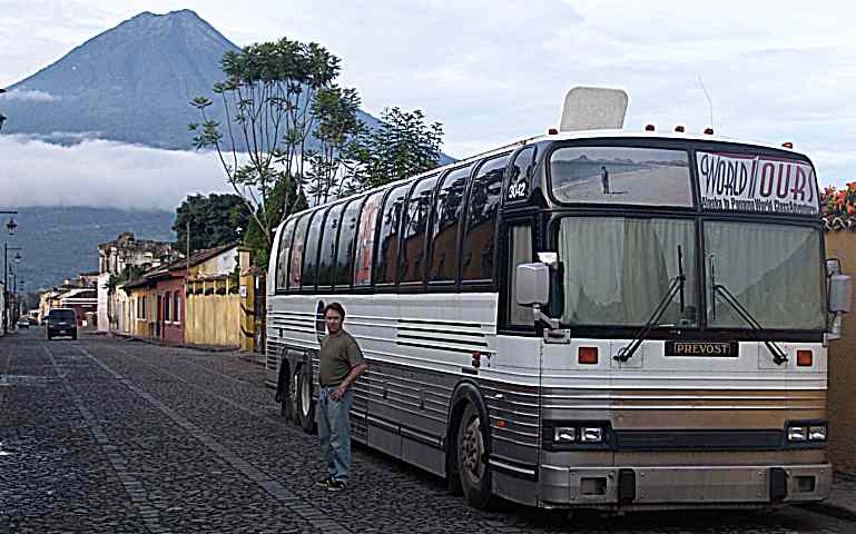 Coach parked in Antigua